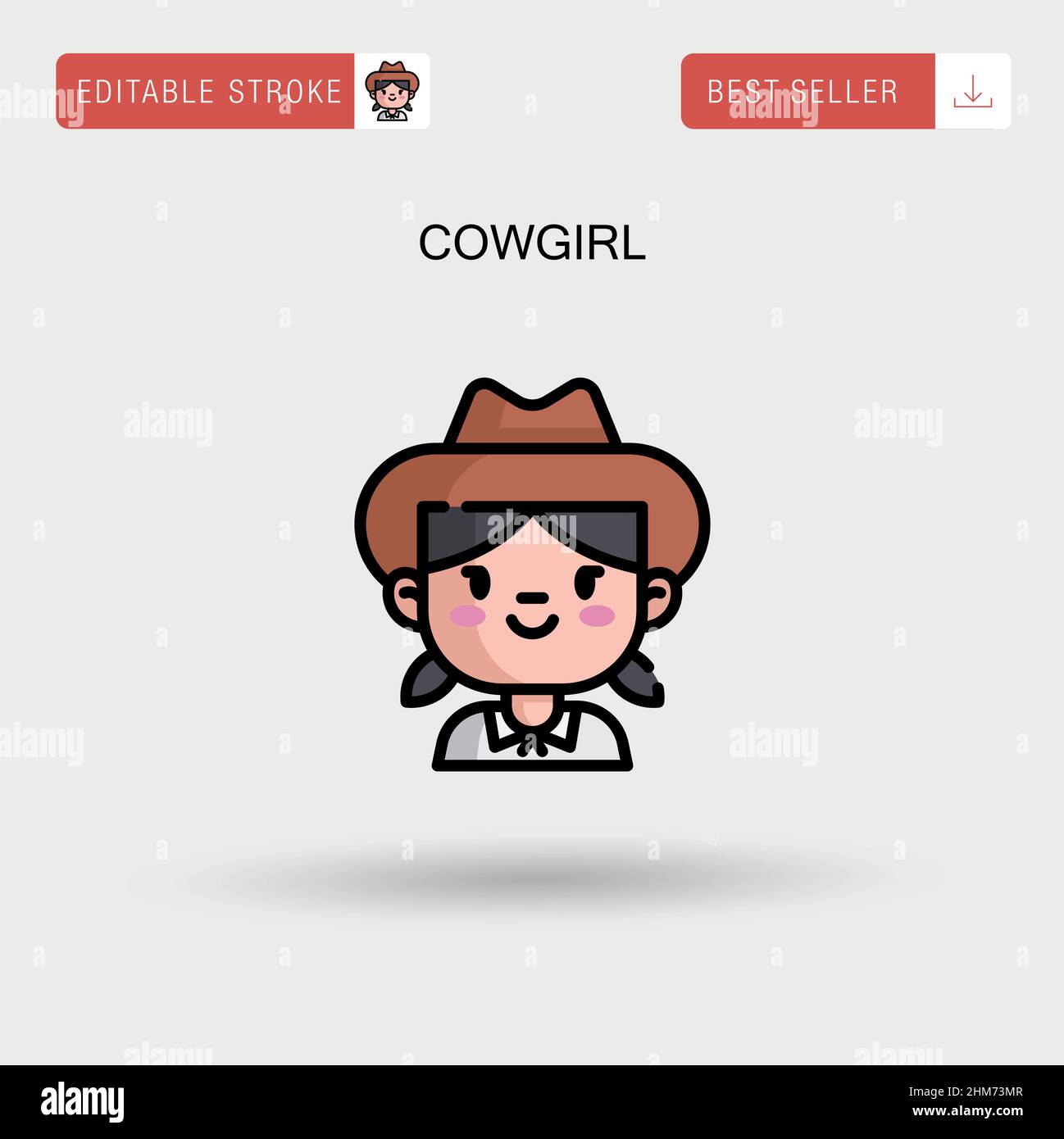 Cowgirl semplice icona vettoriale. Illustrazione Vettoriale