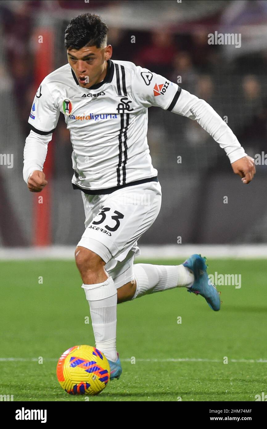 Salerno, Italia. 7th Feb 2022. Kevin Audero ( Spezia Calcio ) in azione la Serie A tra noi. Salernitana 1919 - AC Spezia e allo Stadio Arechi Punteggio finale: 2-2 (Credit Image: © Agostino Gemito/Pacific Press via ZUMA Press Wire) Foto Stock