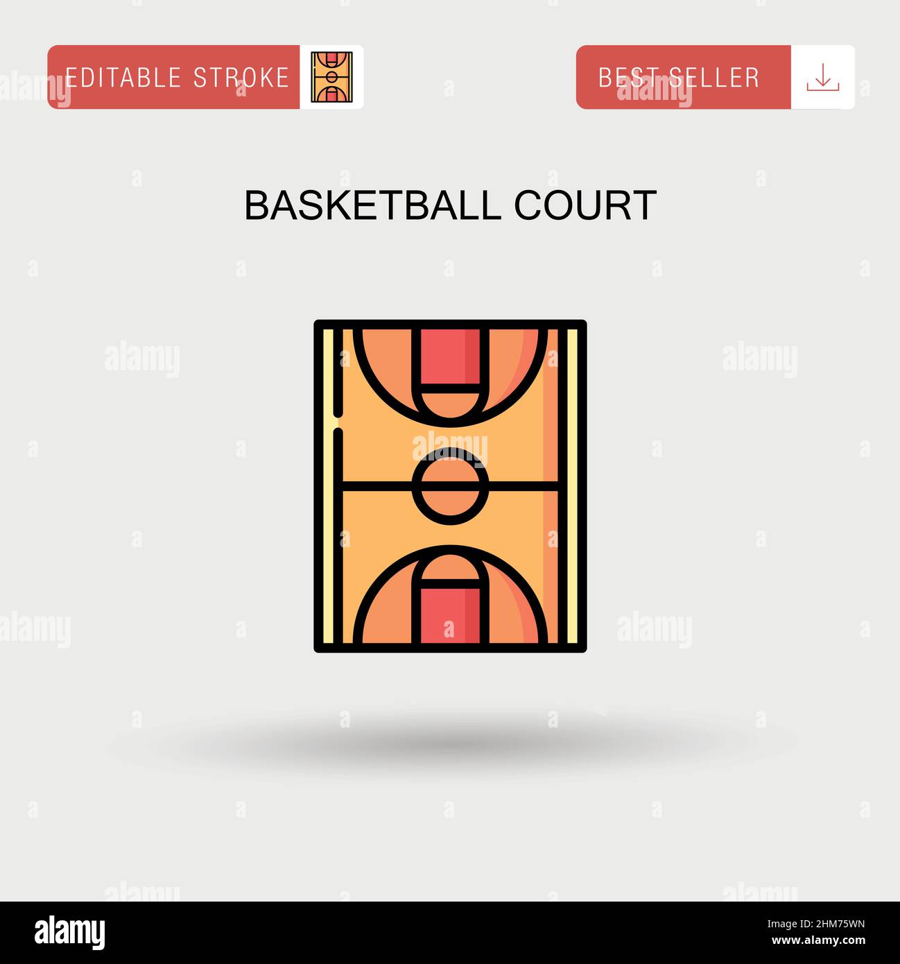 Campo da basket semplice icona vettoriale. Illustrazione Vettoriale