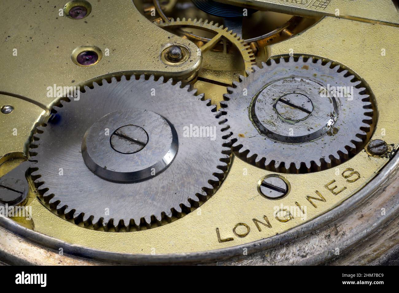 Cádiz, Spagna: 8th febbraio 2020: Vintage Old uomo tasca orologio Longines cronometro. Foto Stock