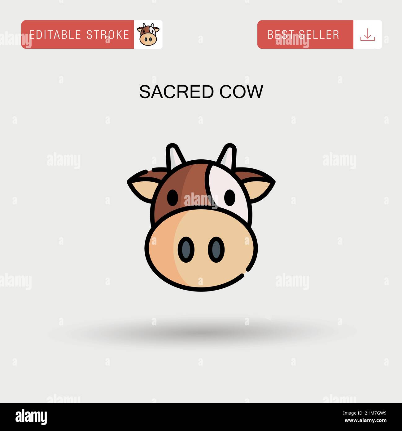 Icona del vettore semplice della vacca sacra. Illustrazione Vettoriale