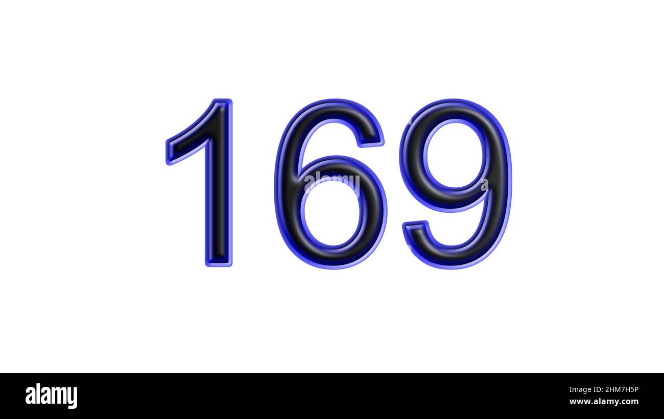 blu 169 numero 3d effetto sfondo bianco Foto Stock