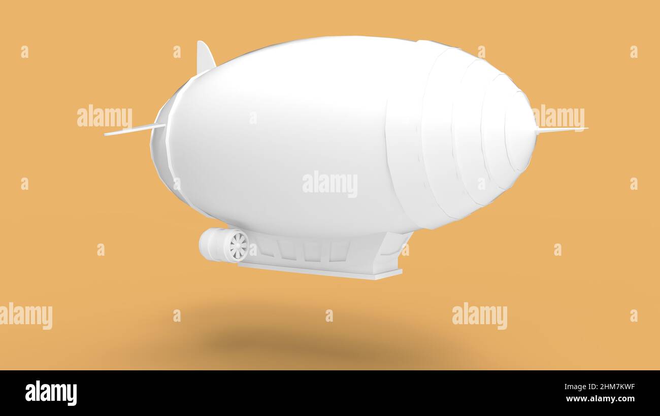 3D rendering di un veicolo galleggiante zeppelin blimp volo aereo a mongolfiera isolato su sfondo spazio vuoto. Foto Stock