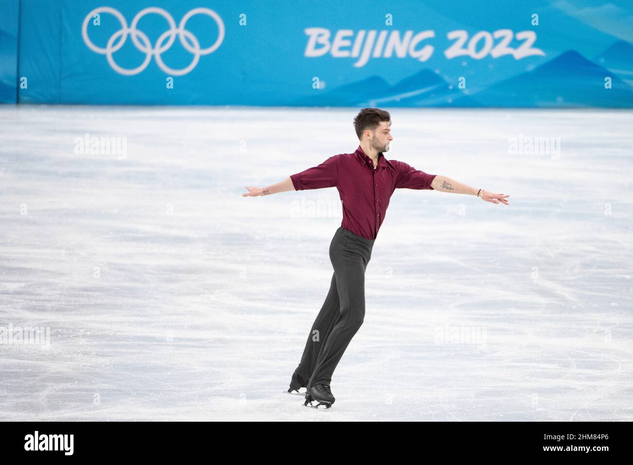 Pechino, Cina. 8th Febbraio, 2022. Brendan Kerry (AUS) 8 febbraio 2022 Pattinaggio di figura, skating singolo degli uomini, programma corto durante i Giochi invernali olimpici di Pechino 2022 allo Stadio indoor della capitale, Pechino, Cina. Credit: Enrico Calderoni/AFLO SPORT/Alamy Live News Foto Stock