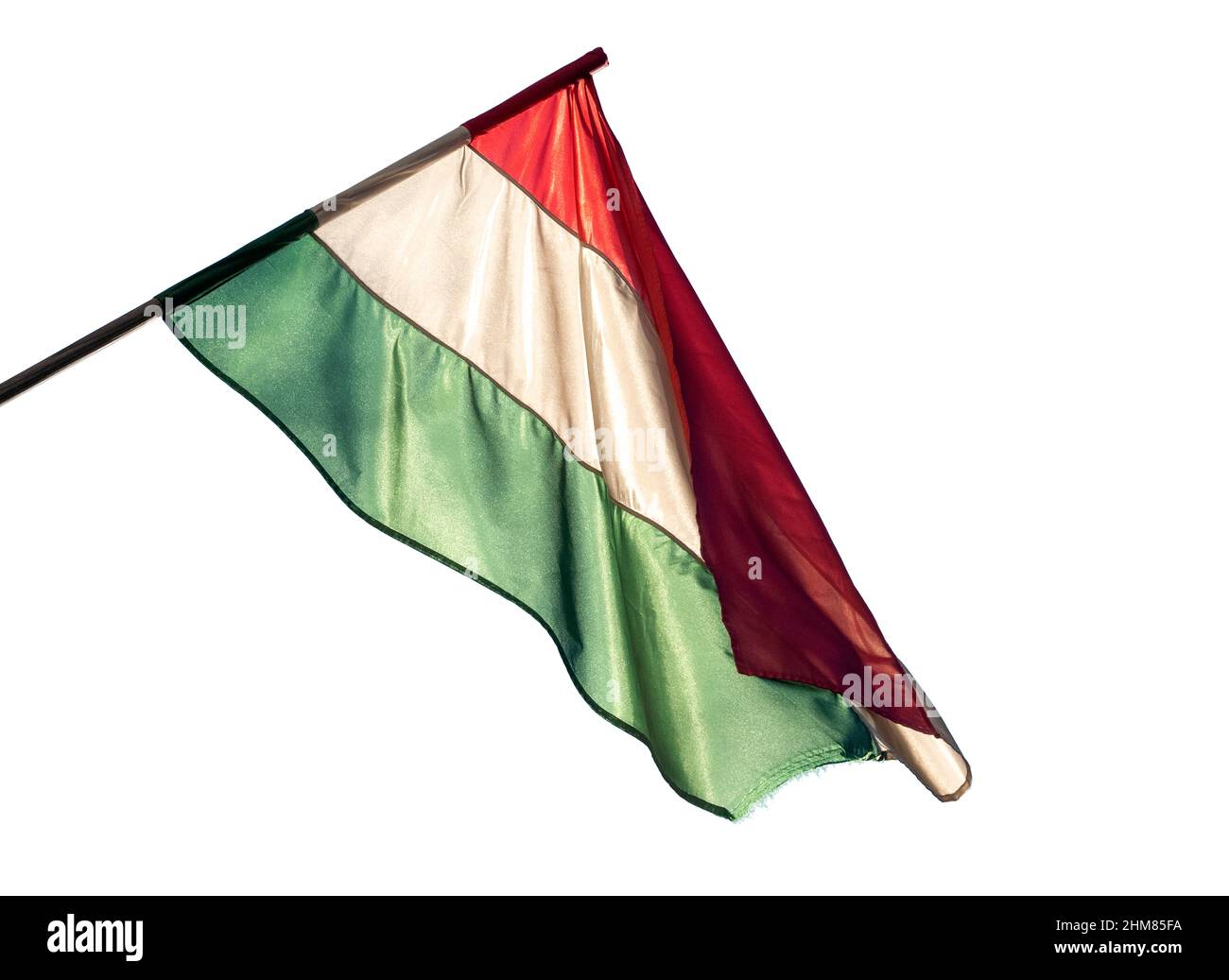 Bandiere dell'Ungheria isolate su bianco, tracciato di clipping Foto Stock