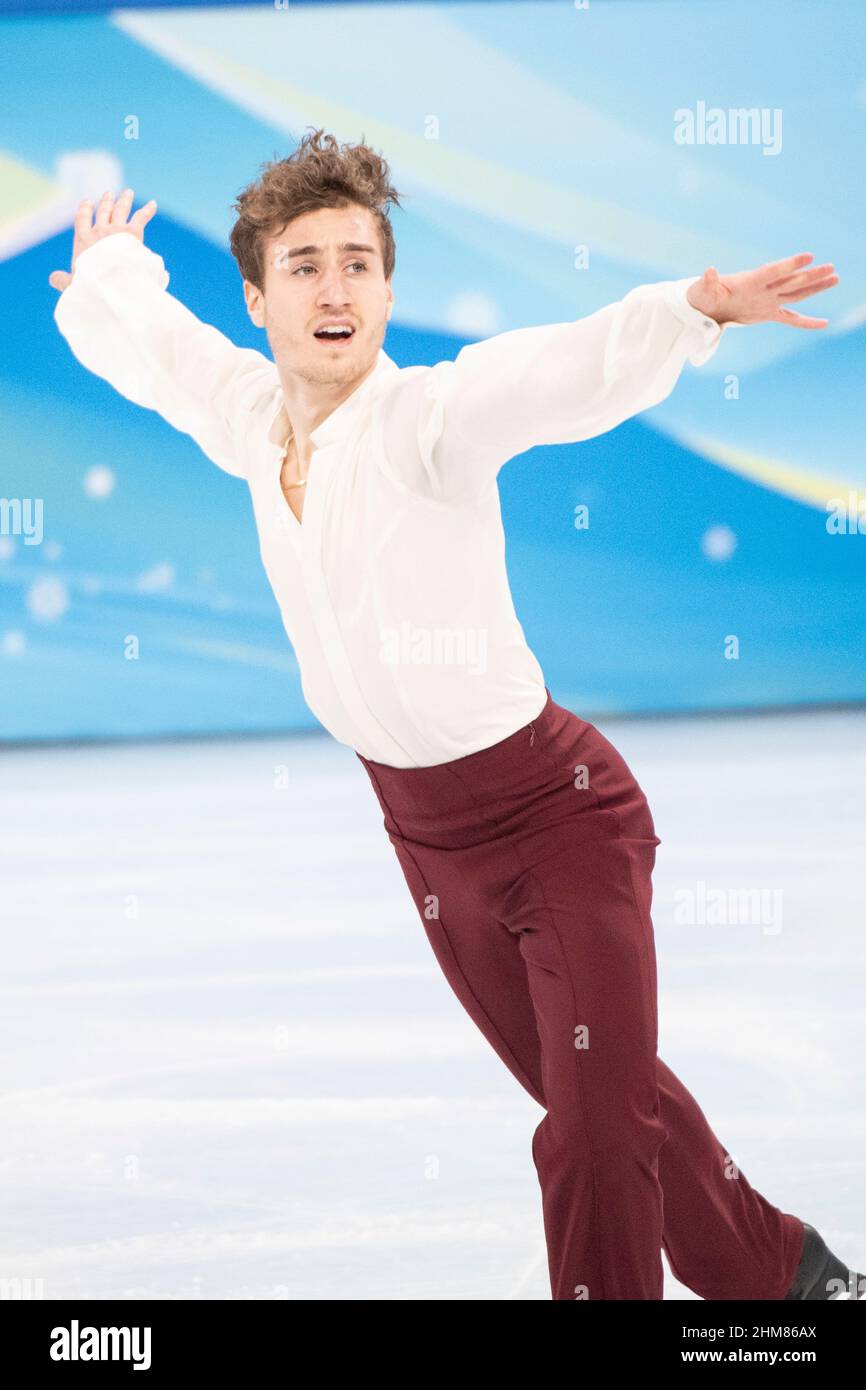 Pechino, Cina. 8th Febbraio, 2022. Matteo Rizzo (ITA) 8 febbraio 2022 pattinaggio a figure, skating singolo uomo, programma breve durante i Giochi Olimpici invernali di Pechino 2022 al Capital Indoor Stadium, Pechino, Cina. Credit: Enrico Calderoni/AFLO SPORT/Alamy Live News Foto Stock