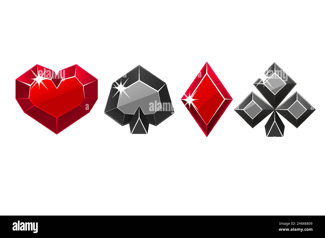 Set di abiti vettoriali preziosi per carte nero-rosse. Illustrazione Vettoriale