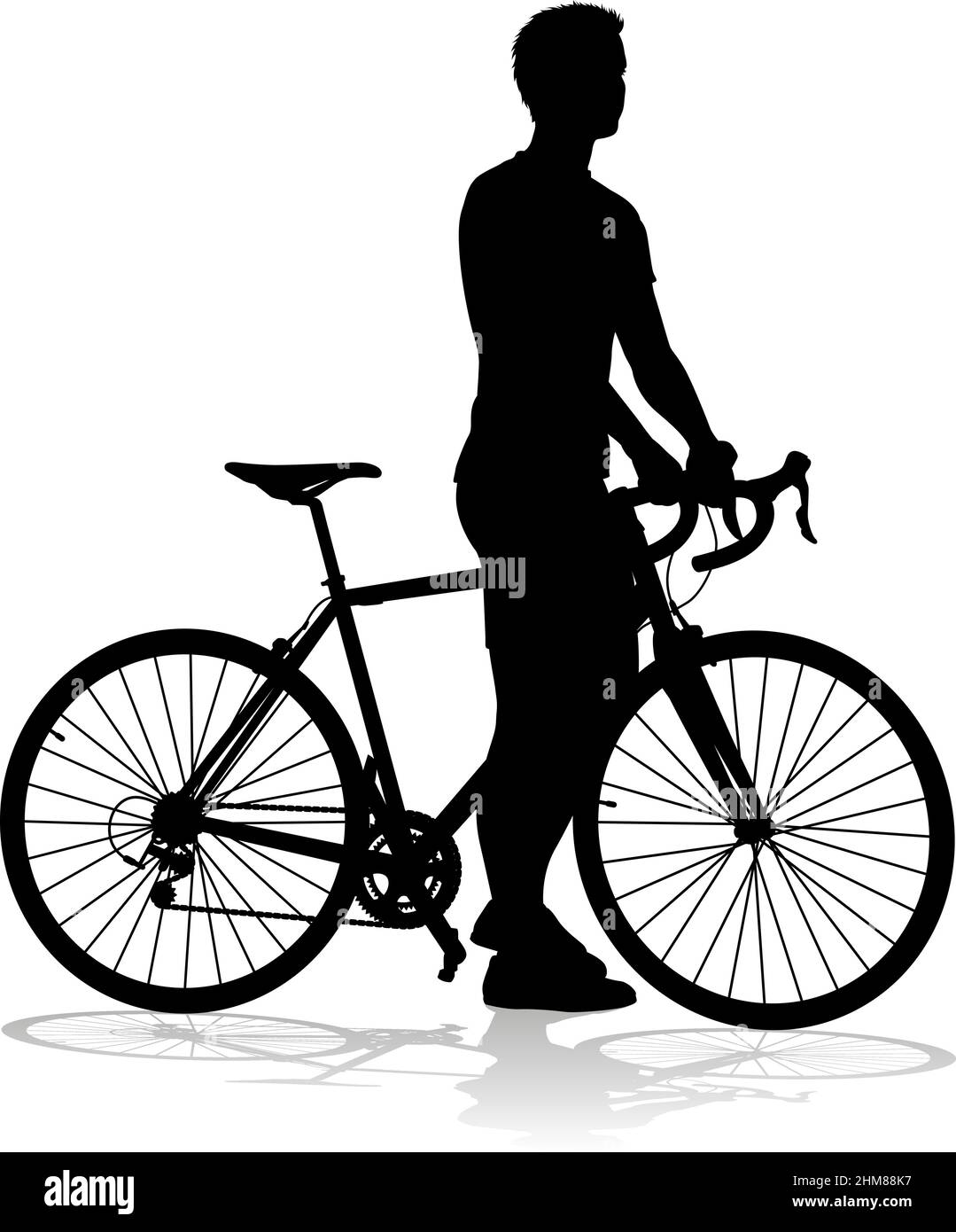 Ciclista bici Bicicletta Equitazione Silhouette Illustrazione Vettoriale