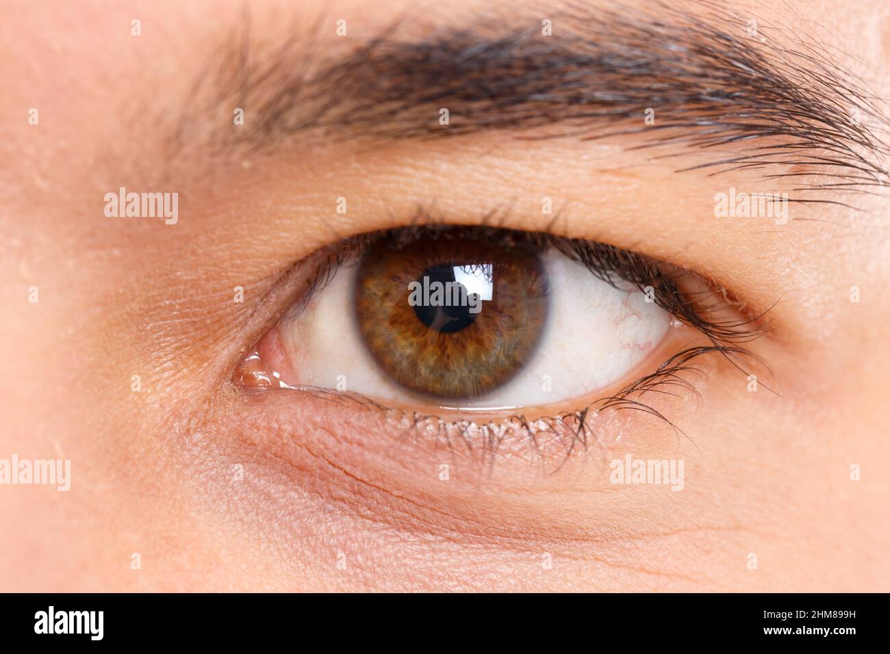 Occhio di un giovane latino uomo macro colpo closeup persona gente maschio Foto Stock