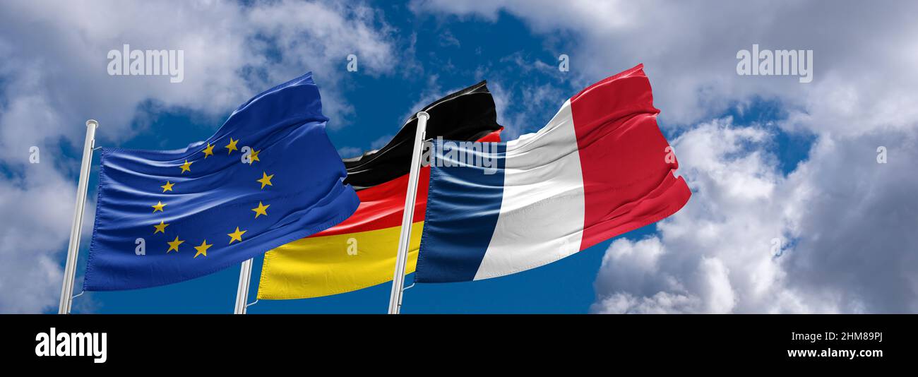 Titolo: Germania la Polonia e la Francia bandierano l'incontro si svolgerà il 8 febbraio a Berlino. Foto Stock