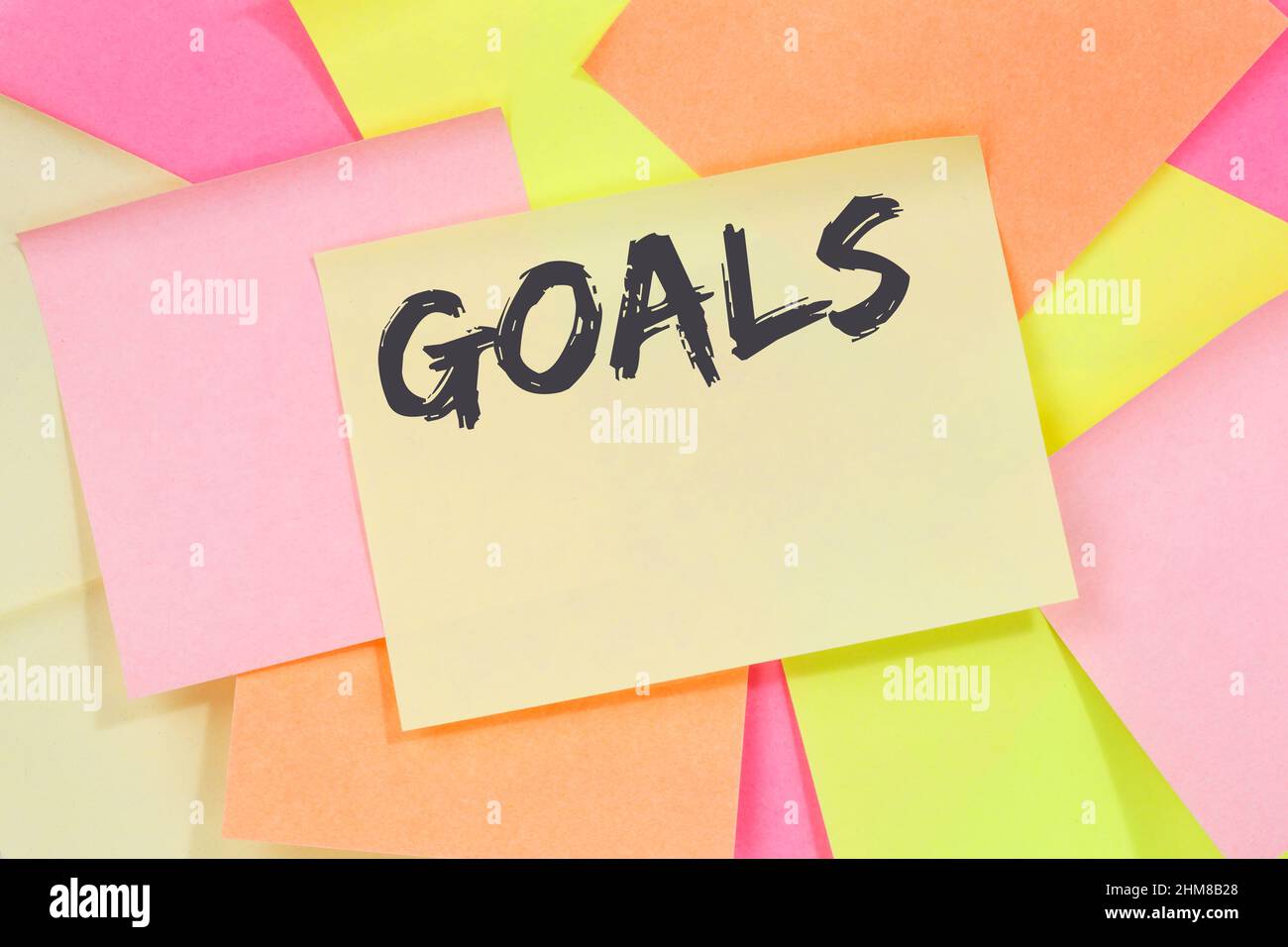 Obiettivi di successo aspirazioni e crescita business concept note paper notepaper Foto Stock