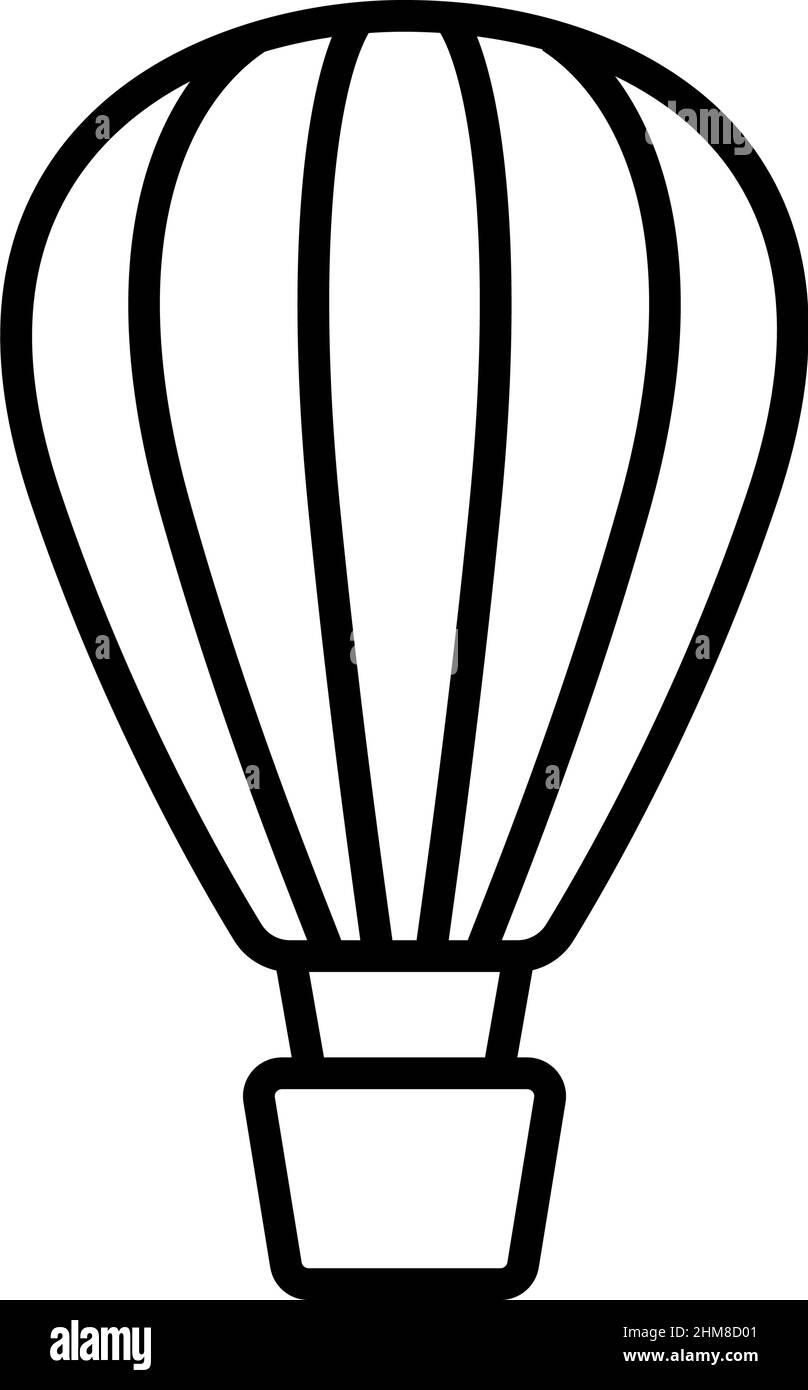 Icona della linea del palloncino ad aria calda su sfondo bianco, illustrazione vettoriale Illustrazione Vettoriale