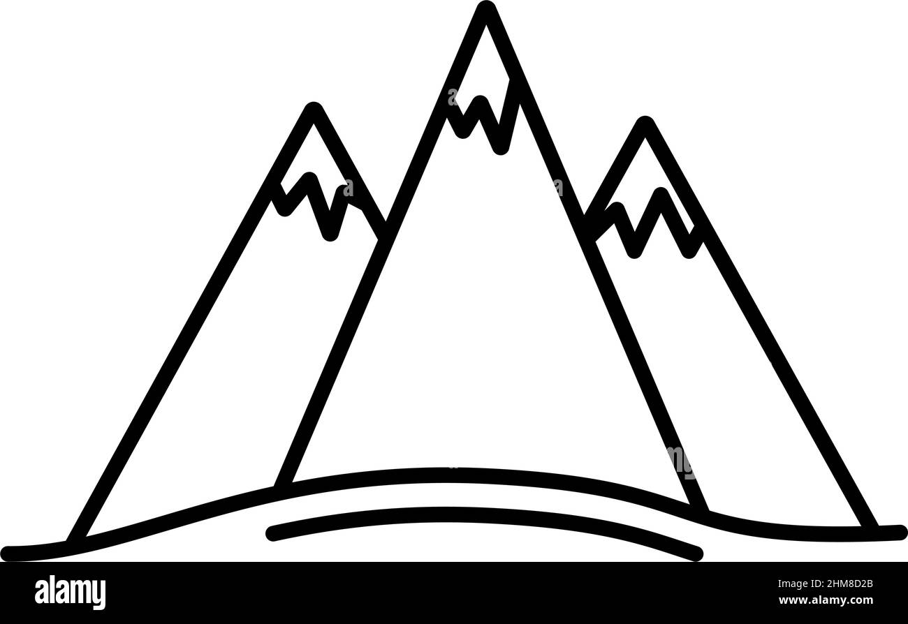 Icona della linea di montagne su sfondo bianco, illustrazione vettoriale Illustrazione Vettoriale