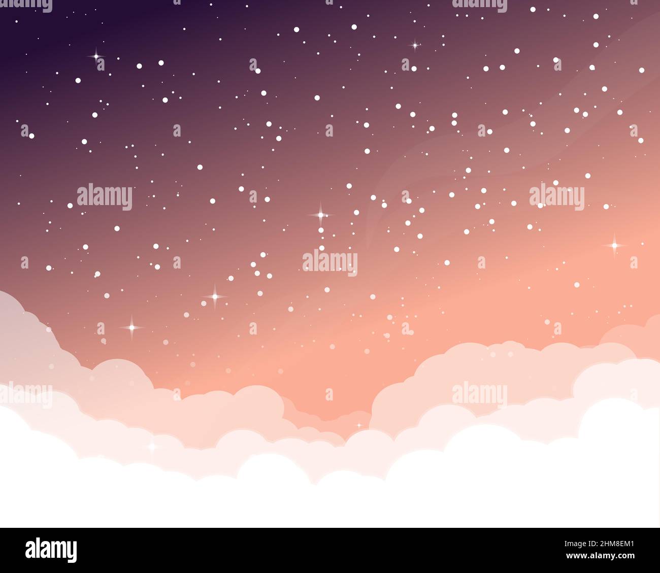 Cielo con nuvole e stelle Illustrazione Vettoriale