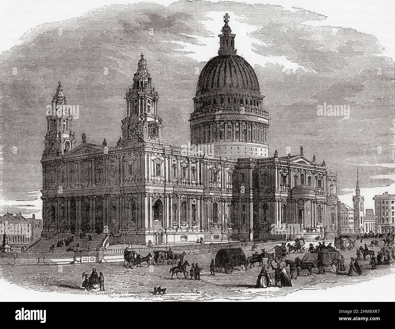 Cattedrale di St Paul, Londra, Inghilterra, vista qui nel 19th secolo. Dalla storia illustrata dell'Inghilterra di Cassell, pubblicato c.1890. Foto Stock