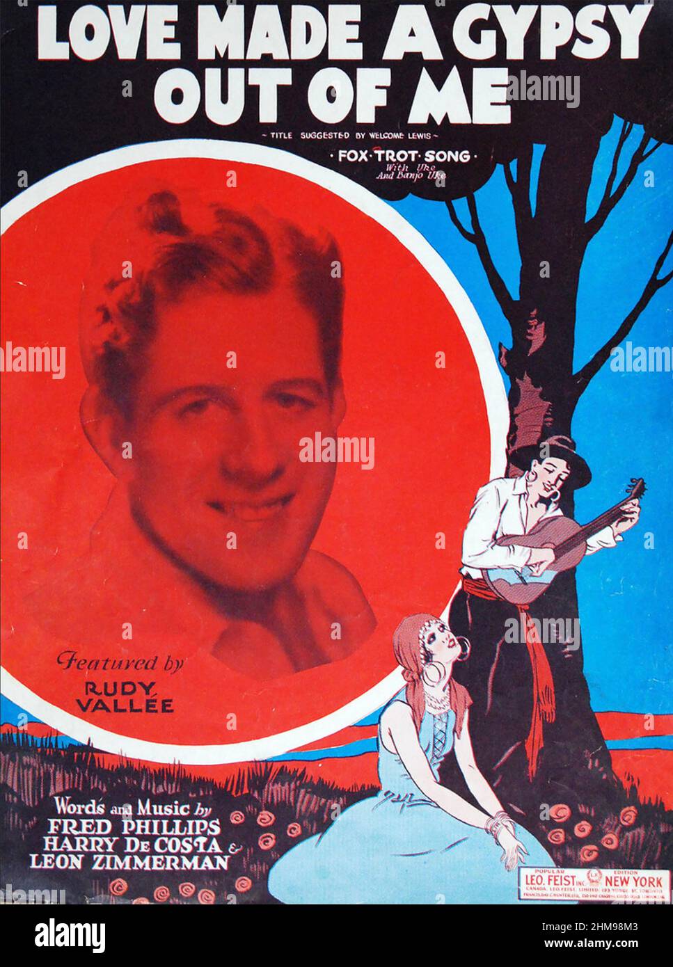 RUDY VALLÉE (1901-1986) cantante e musicista americano. Copertina della sua registrazione Love Made a Gypsy out of Me del 1929 Foto Stock