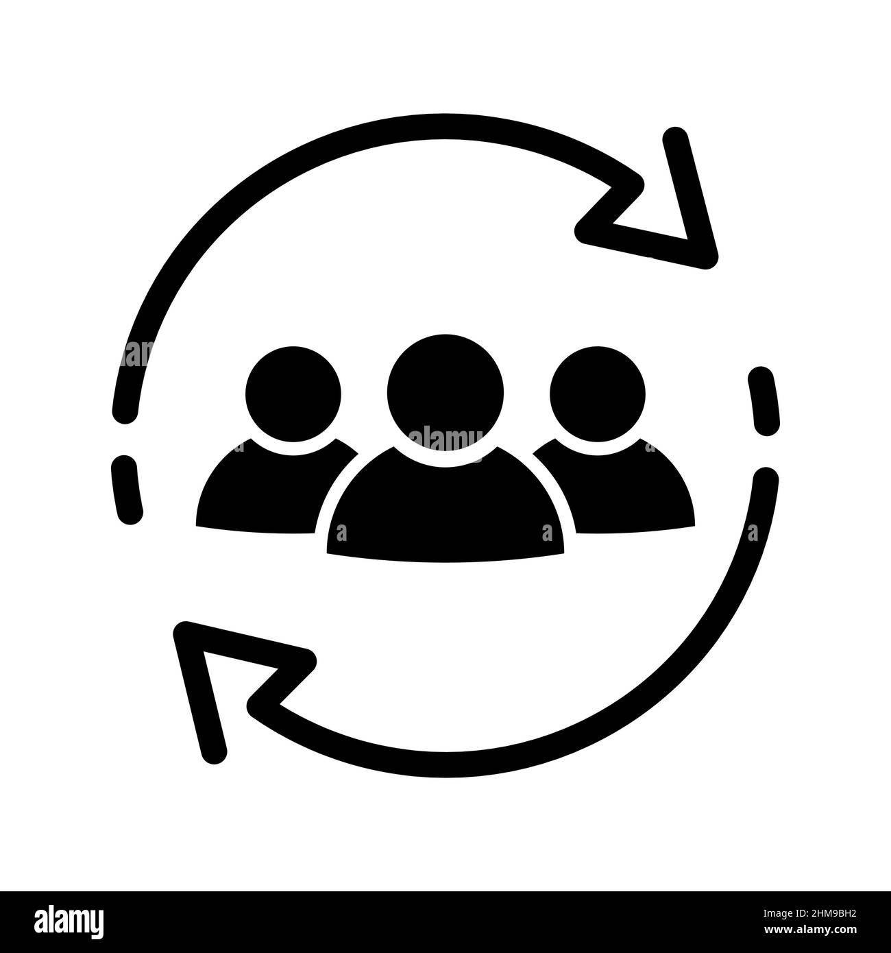 Icona cliente. Simbolo di fidelizzazione del cliente su bianco. Icona dei client di ritorno. Gestione delle risorse umane. Segnale di ritorno. Gestione delle relazioni con i clienti. E Illustrazione Vettoriale