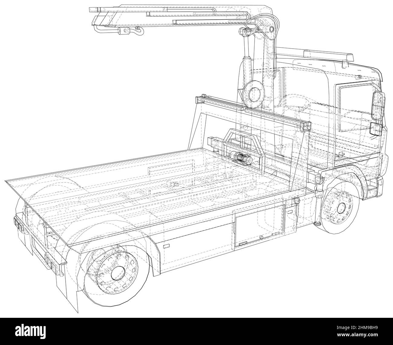 Veicolo trainato per guasti di trasporto e auto di emergenza illustrazione vettoriale isolato su sfondo bianco Illustrazione Vettoriale