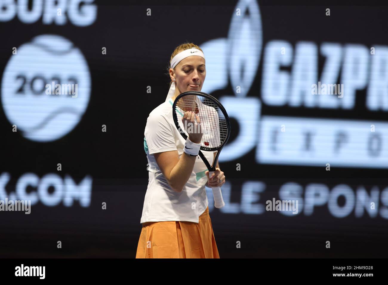 Petra Kvitova della Repubblica Ceca visto durante il torneo di tennis del Trofeo delle Signore di San Pietroburgo 2022 contro Jule Niemeier della Germania.Punteggio finale; Petra Kvitova 2:0 Jule Niemeier. (Foto di Kohenstantinov / SOPA Images/Sipa USA) Foto Stock