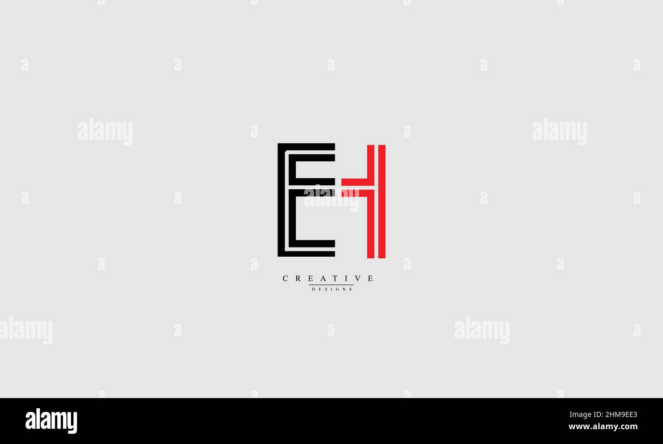 Lettere alfabetiche iniziali logo monogramma EH HE e H Illustrazione Vettoriale