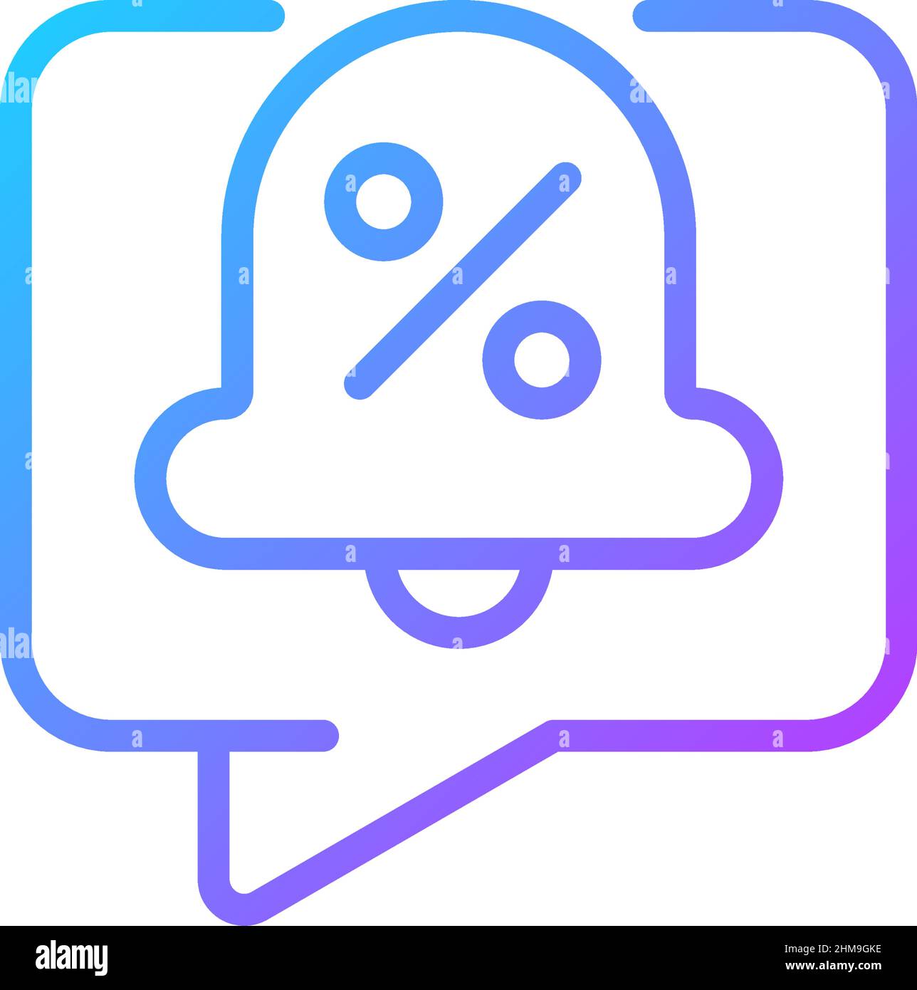 Notifiche di vendite e sconti icona vettoriale lineare gradiente Illustrazione Vettoriale