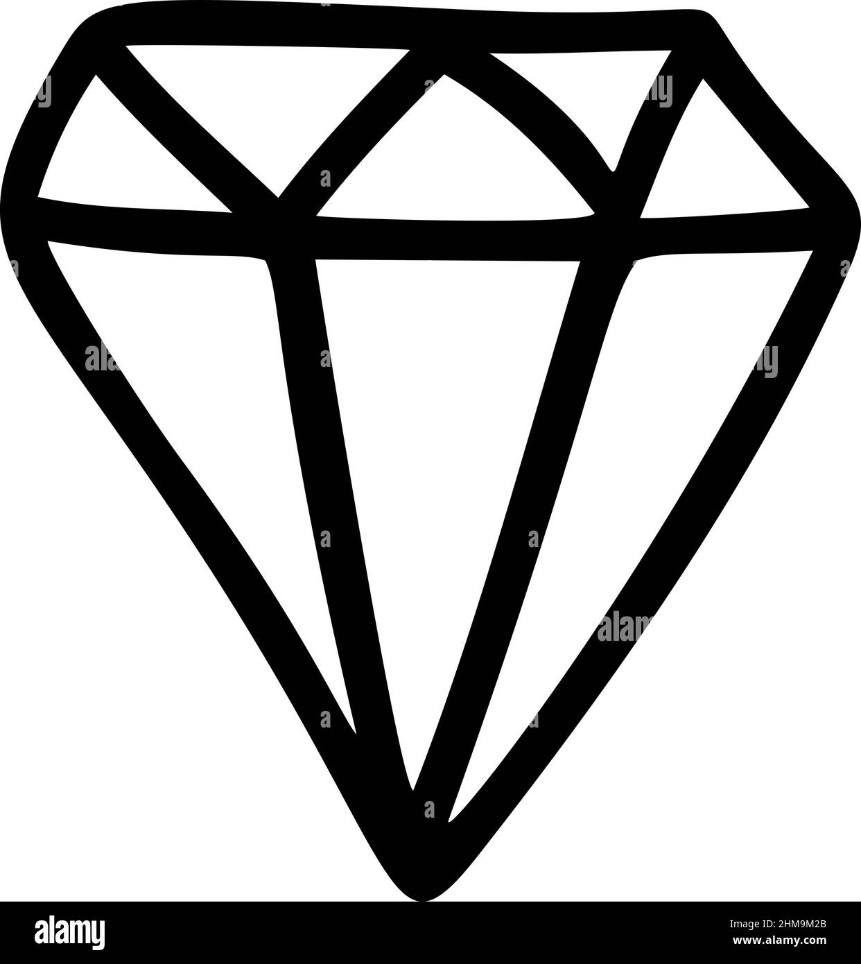 Doodle Monoline disegno a mano classico diamante vettore logo. Gioielli di lusso simbolo icona premium vintage emblema Illustrazione Vettoriale