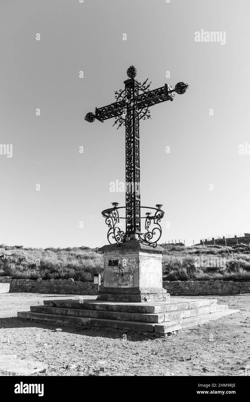 Scatto in scala di grigi della Croce del caduto Foto Stock