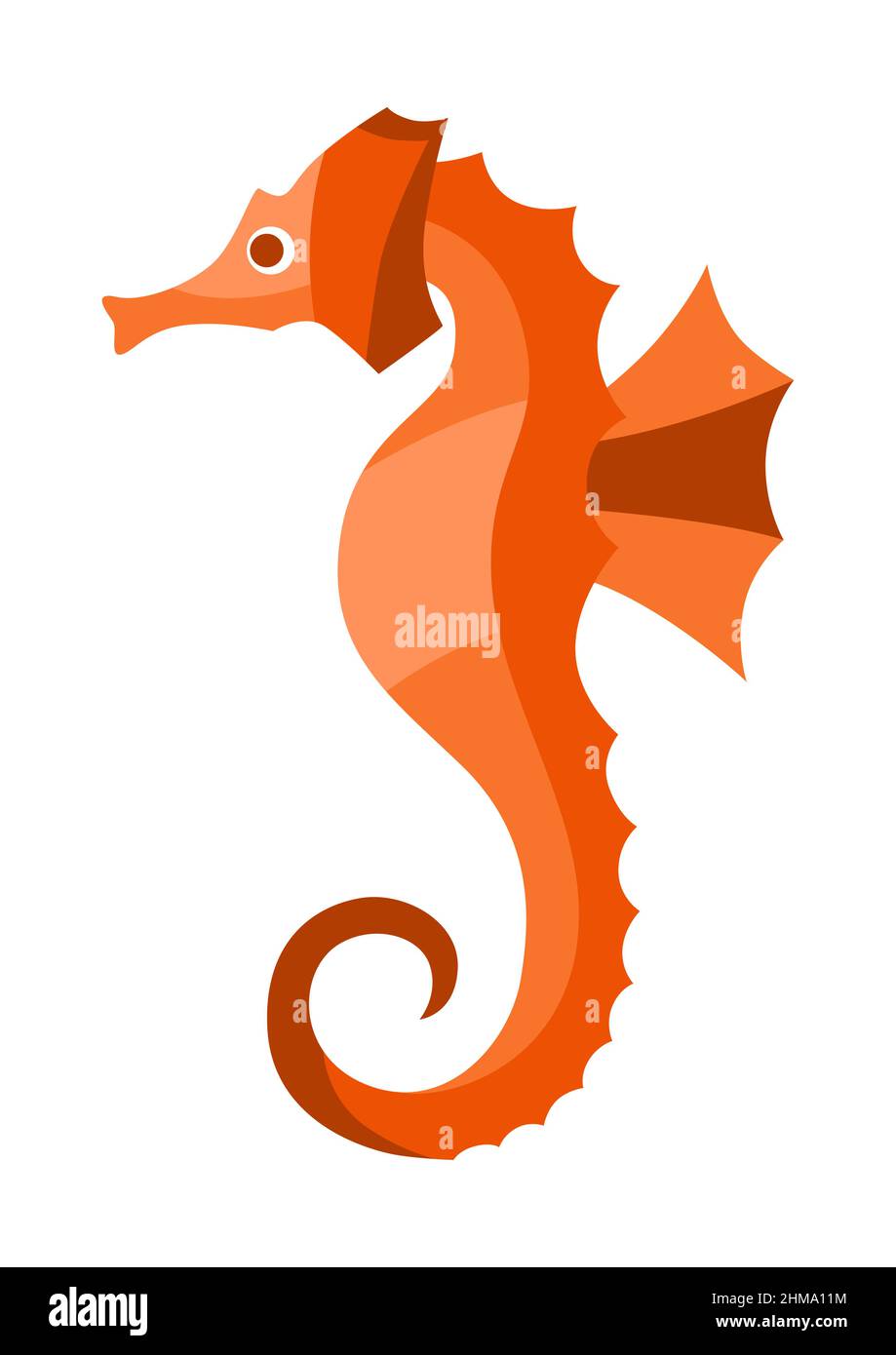 Illustrazione stilizzata di cavallo di mare. Fauna marina e fauna selvatica. Illustrazione Vettoriale