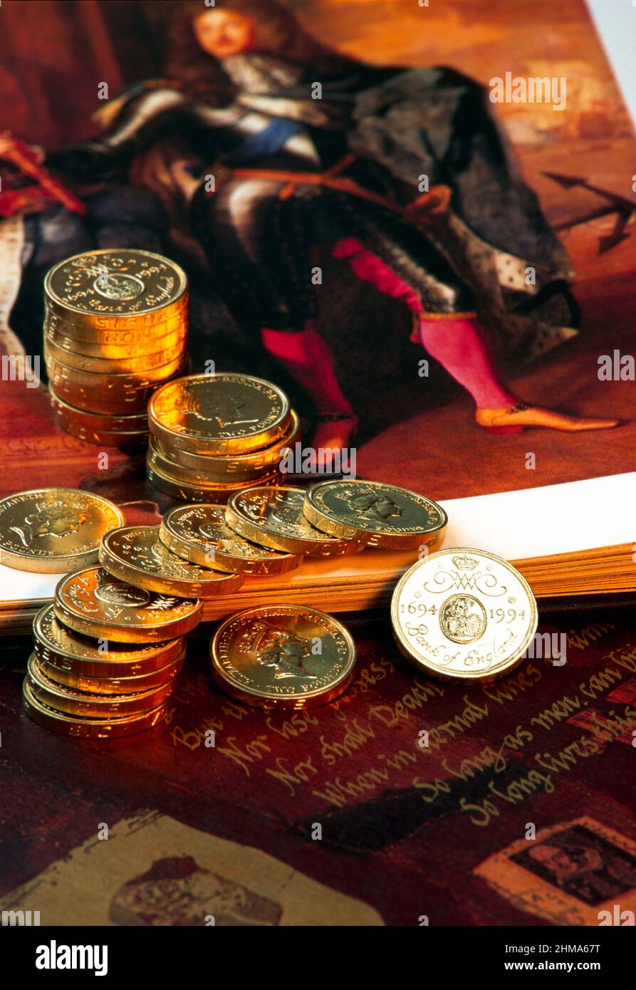 Monete in sterline, trecento anni, menta, Foto Stock