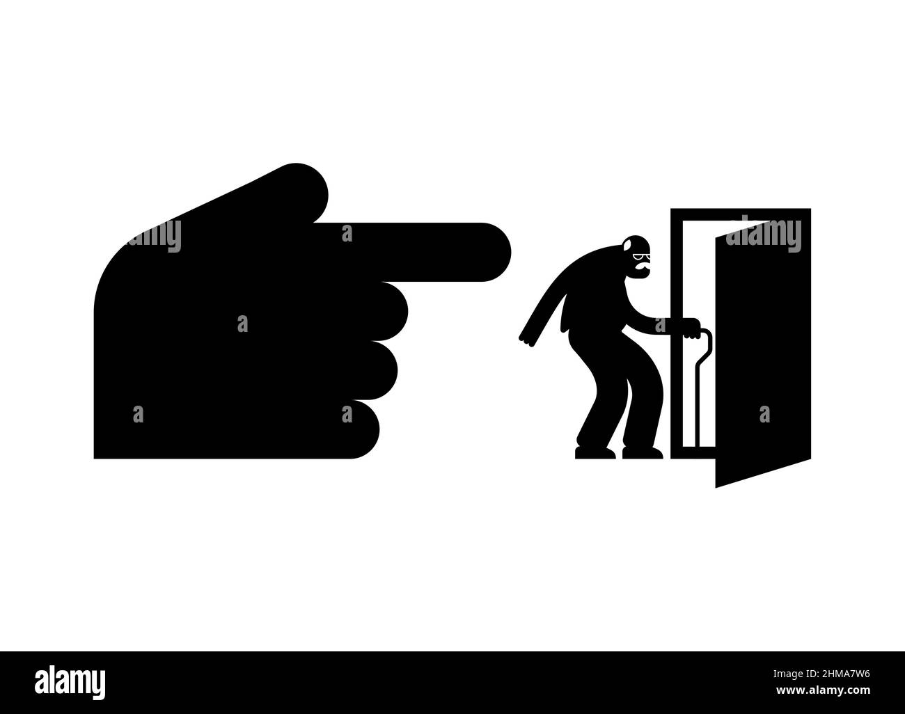 Icona ageism. Licenziamento del pensionato, il vecchio esce dalla porta. Segno di discriminazione per età Illustrazione Vettoriale