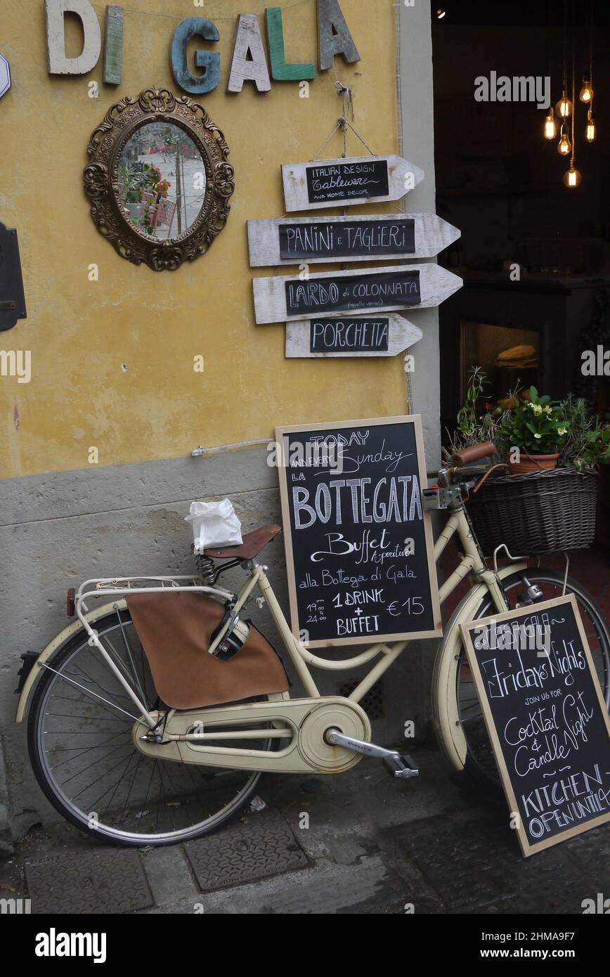 ristorante di pubblicità biciclette Foto Stock