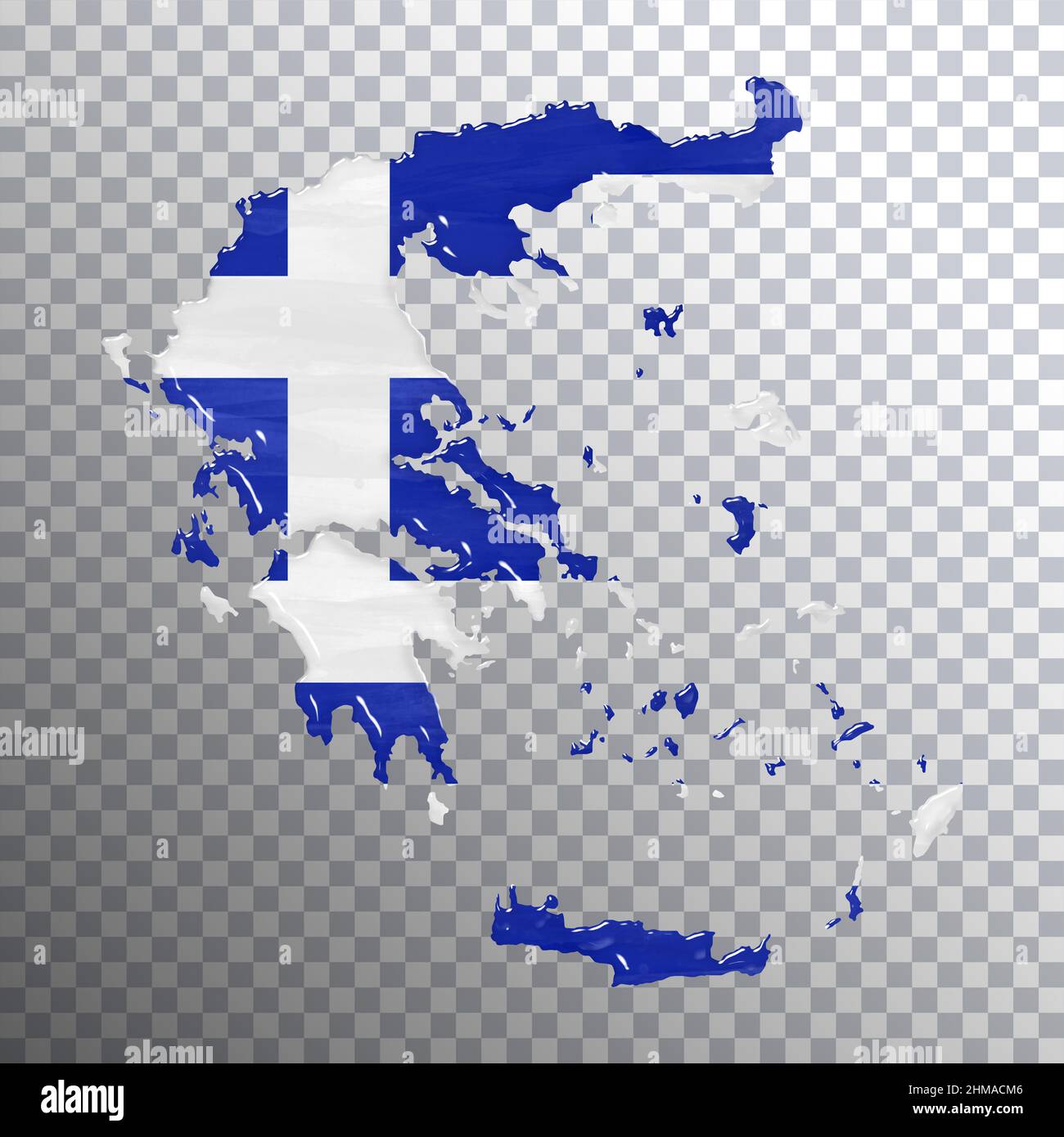 Bandiera e mappa della Grecia, sfondo trasparente, tracciato di ritaglio Foto Stock