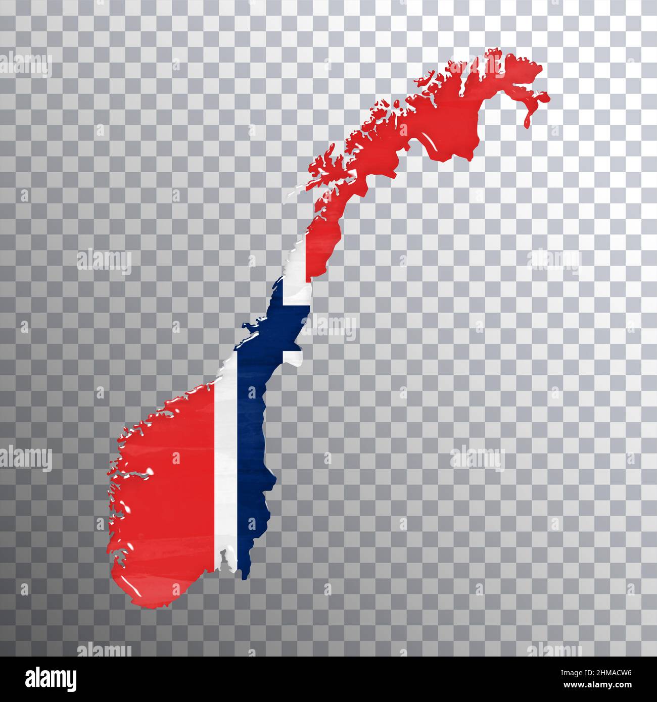 Bandiera e mappa della Norvegia, sfondo trasparente, tracciato di ritaglio Foto Stock