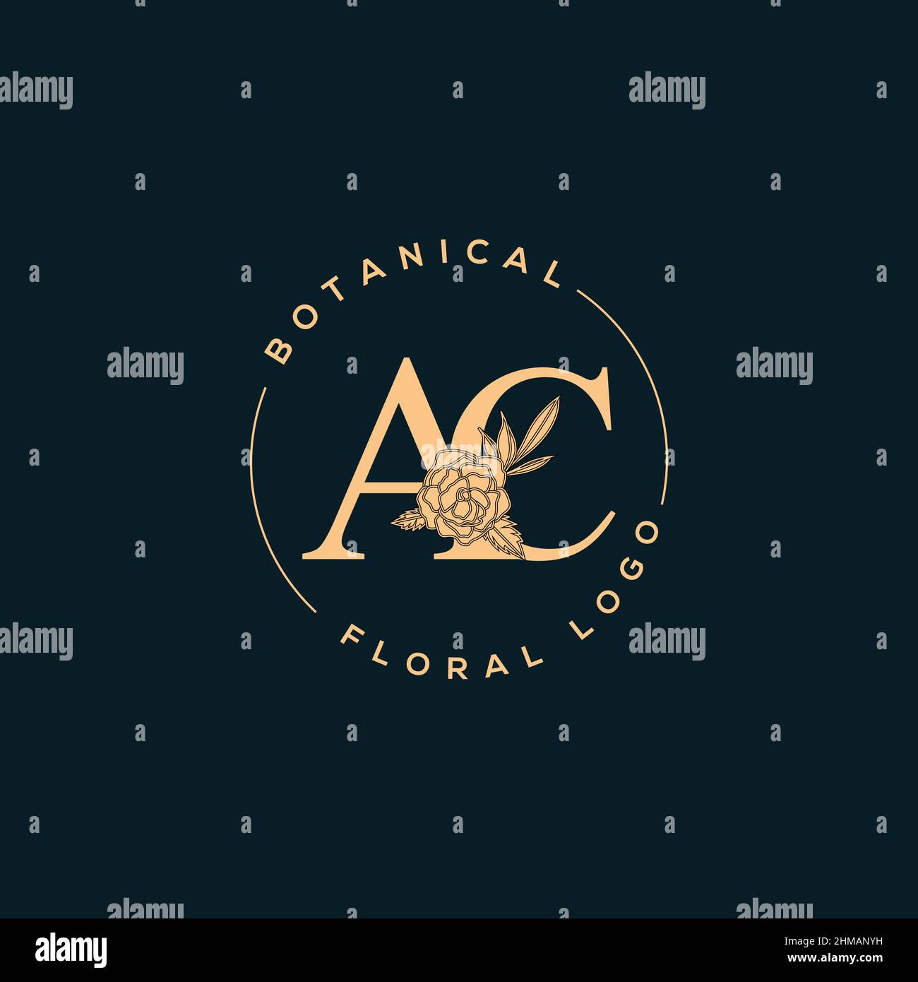 Iniziale AC lettera di lusso bellezza fiorisce ornamento logo monogramma Illustrazione Vettoriale