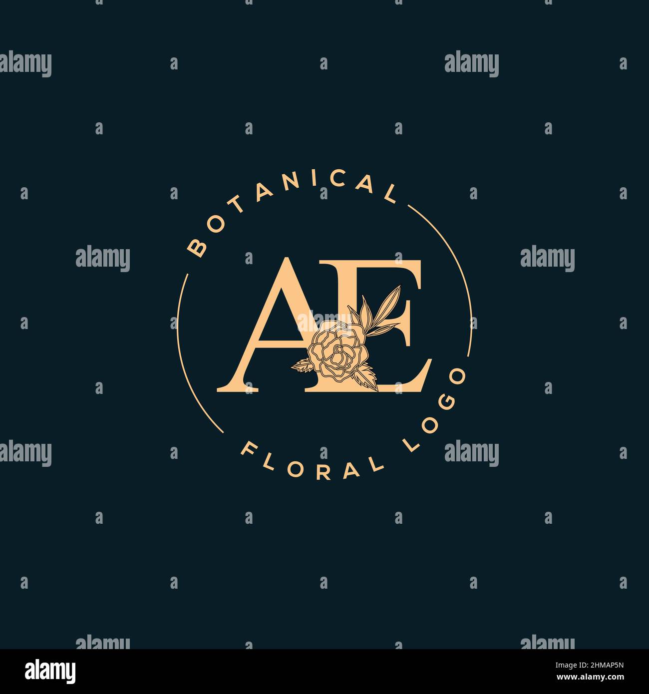 Iniziale AE lettera di lusso bellezza fiorisce ornamento logo monogramma Illustrazione Vettoriale