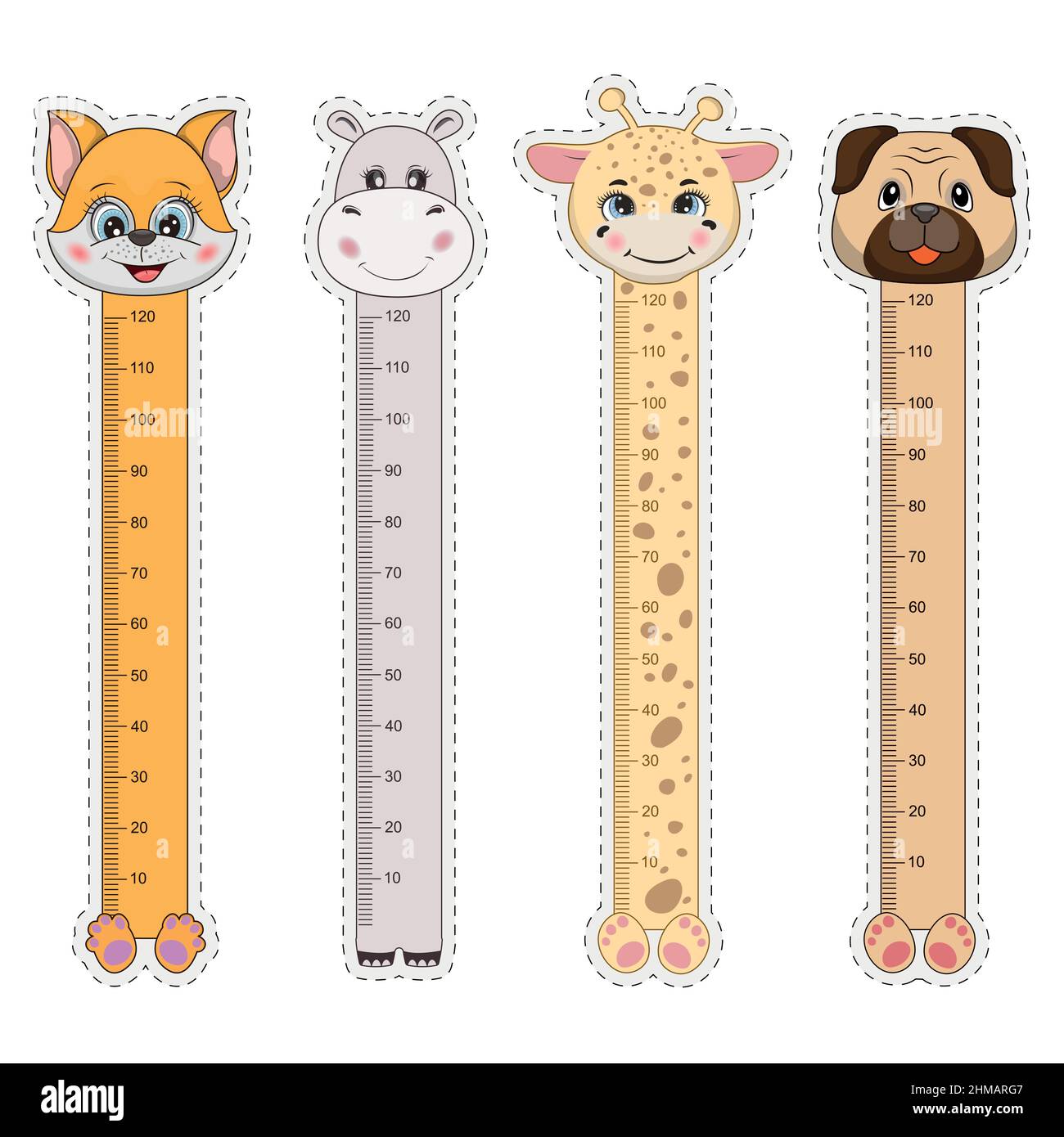 Set vettoriale per bambini, segnalibri con cute. Illustrazione Vettoriale