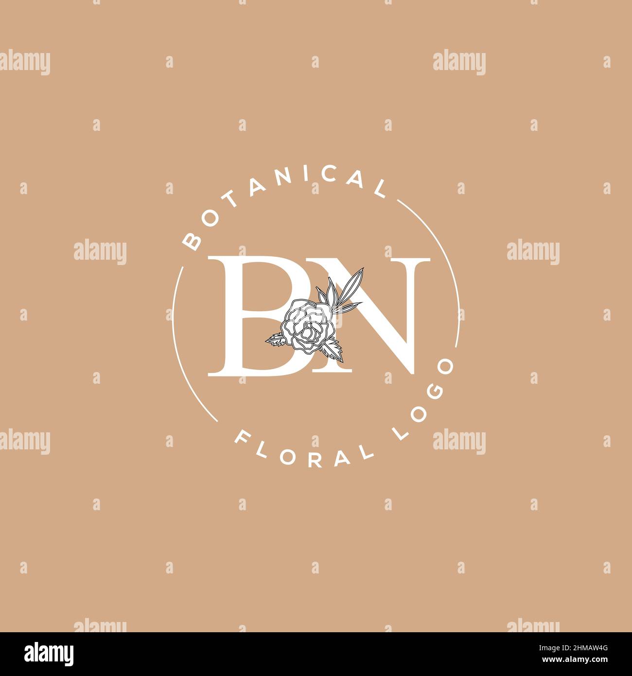 La prima lettera di BN di lusso bellezza fiorisce ornamento logo monogramma Illustrazione Vettoriale