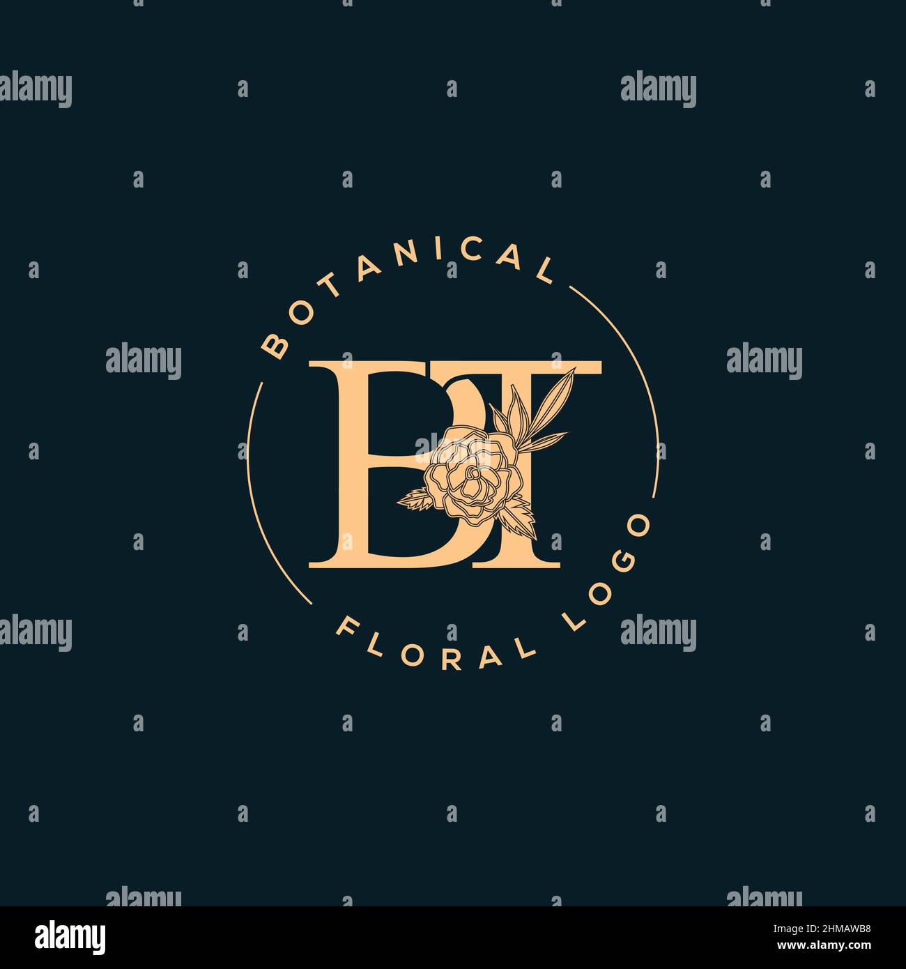 Iniziale BT lettera di lusso bellezza fiorisce ornamento logo monogramma Illustrazione Vettoriale