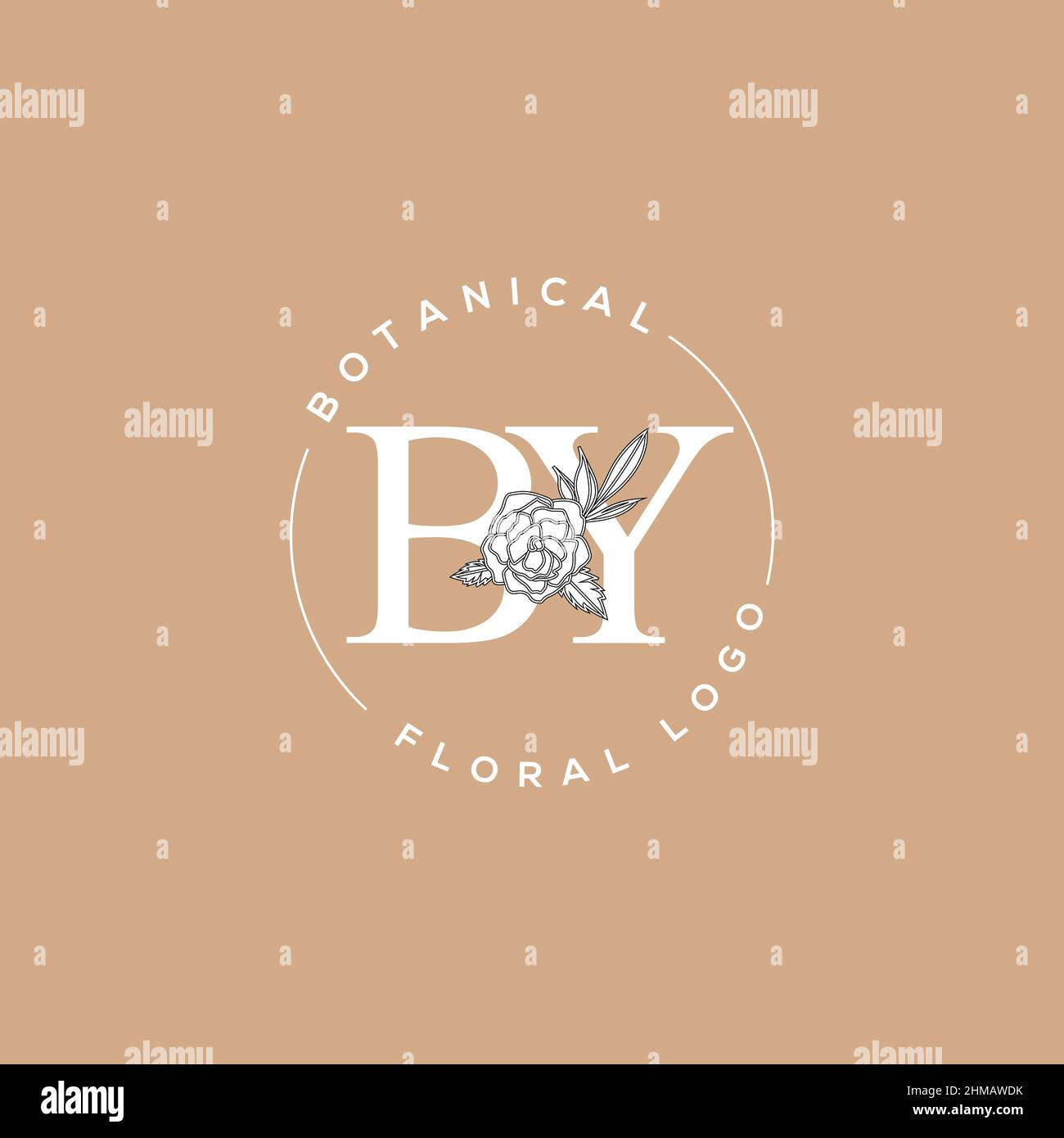 La bellezza di lusso iniziale DALLA lettera fiorisce il logo del monogramma dell'ornamento Illustrazione Vettoriale