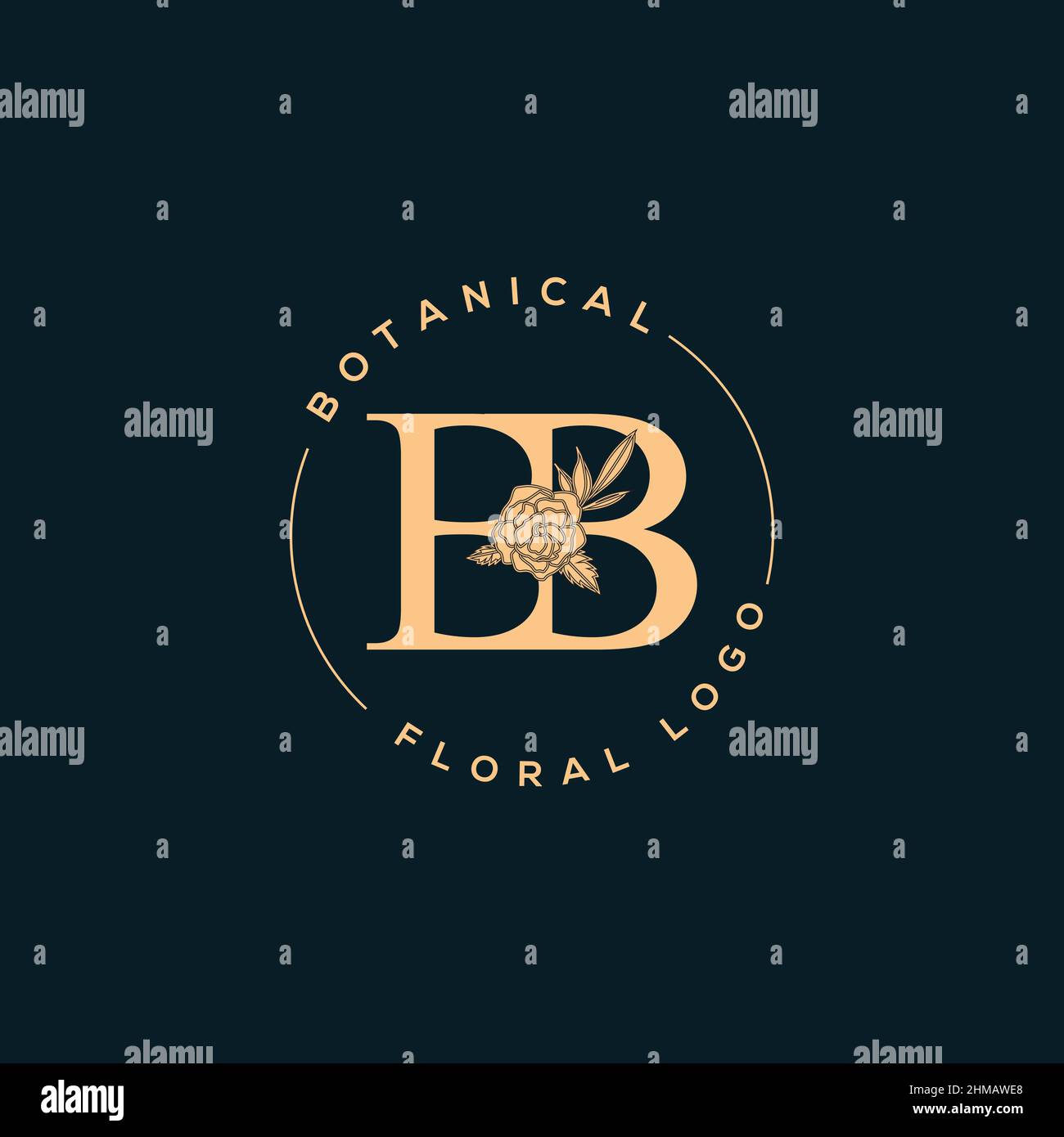 Iniziale BB lettera di lusso bellezza fiorisce ornamento logo monogramma Illustrazione Vettoriale