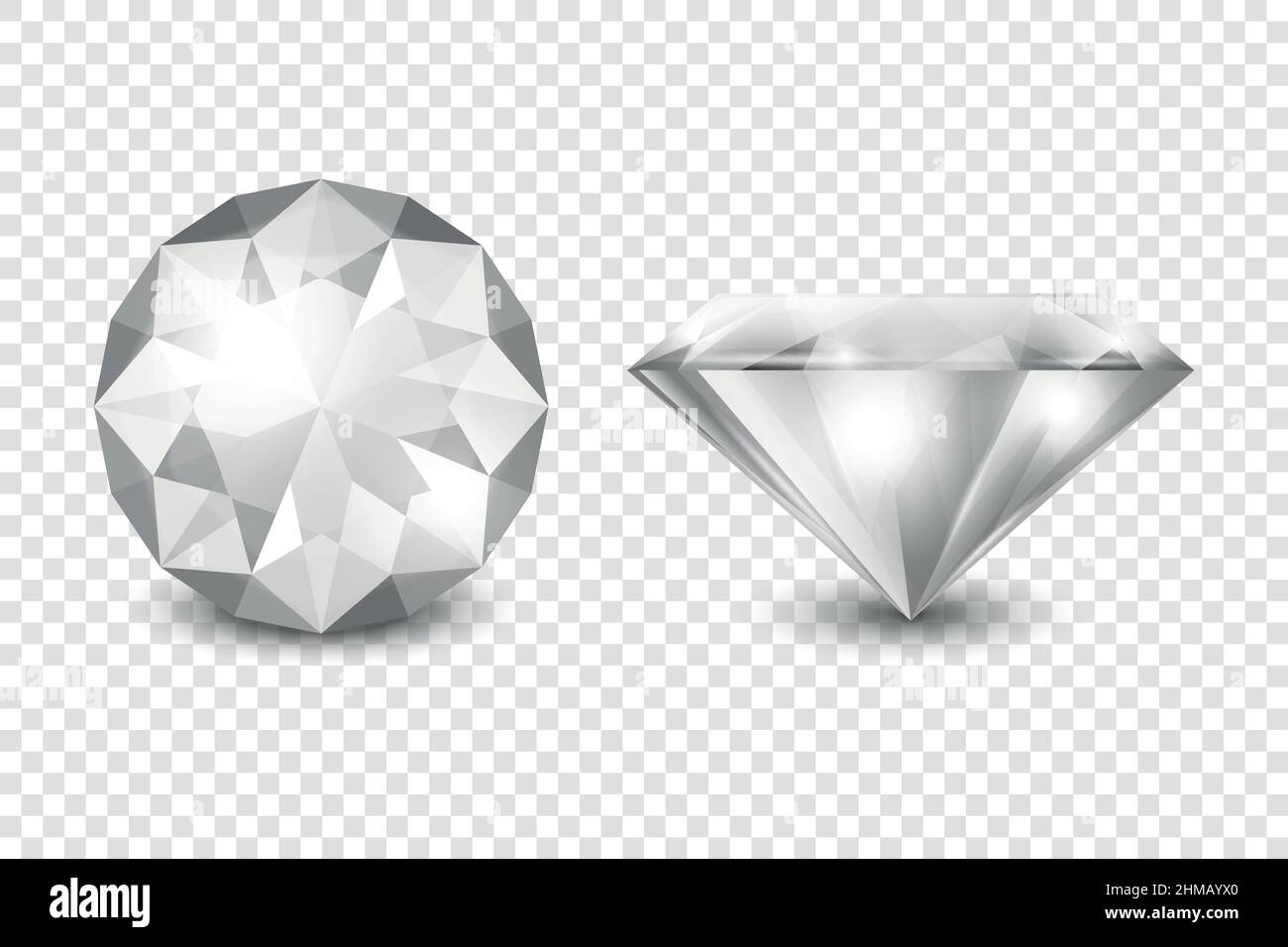 Vector 3D realistico Bianco trasparente Gemstone, Diamante, Cristallo, Rhinestones icona Set Closeup isolato. Jewerly concetto. Modello di progetto, clipart Illustrazione Vettoriale