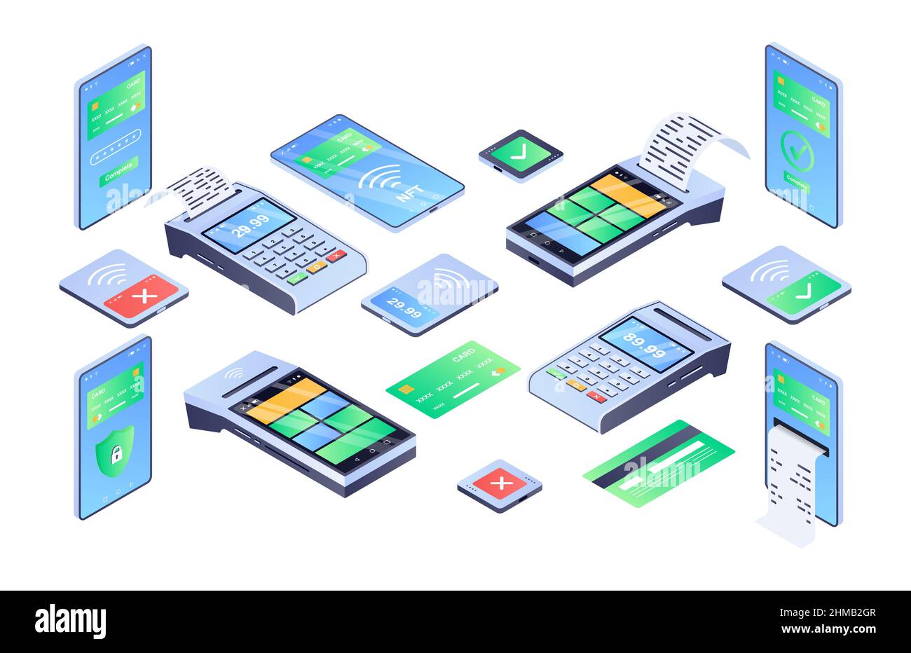 Set astratto pagamenti contactless Illustrazione Vettoriale