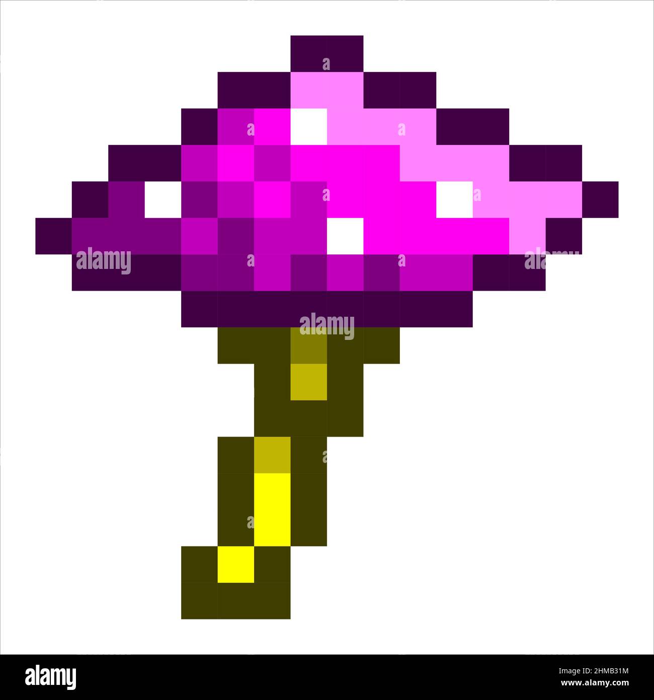 Icona Amanita mushroom pixel art. Illustrazione del vettore fly agarico, modificabile Illustrazione Vettoriale