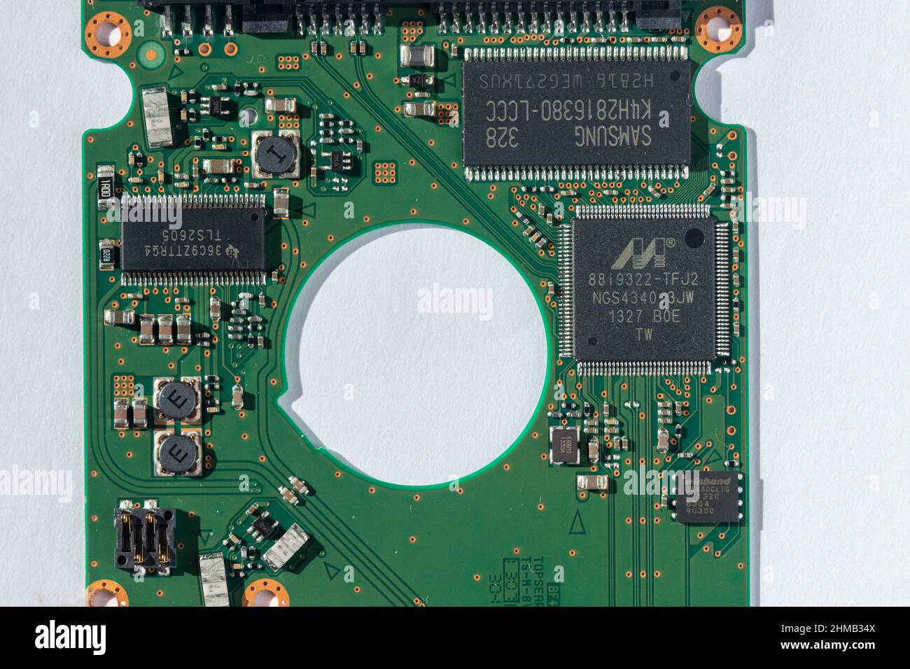 In prossimità di una scheda a circuito stampato Foto Stock