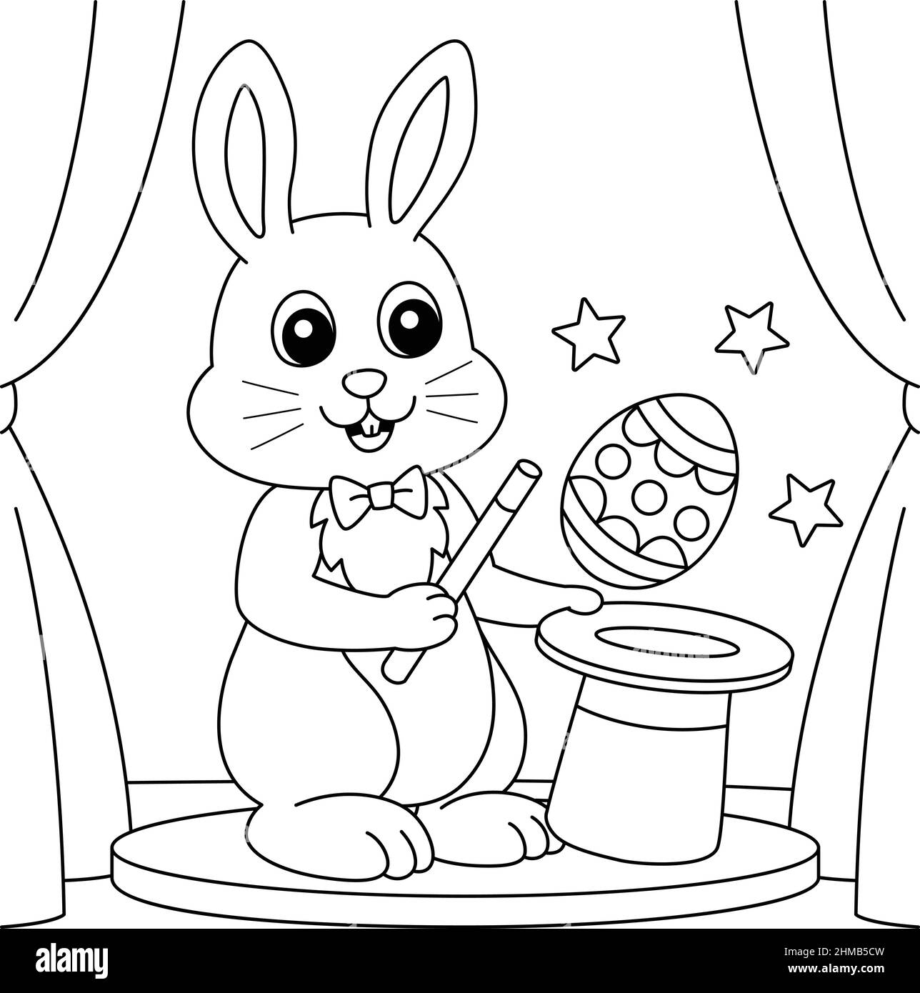 Pagina di colorazione mago coniglio eater per bambini Illustrazione Vettoriale