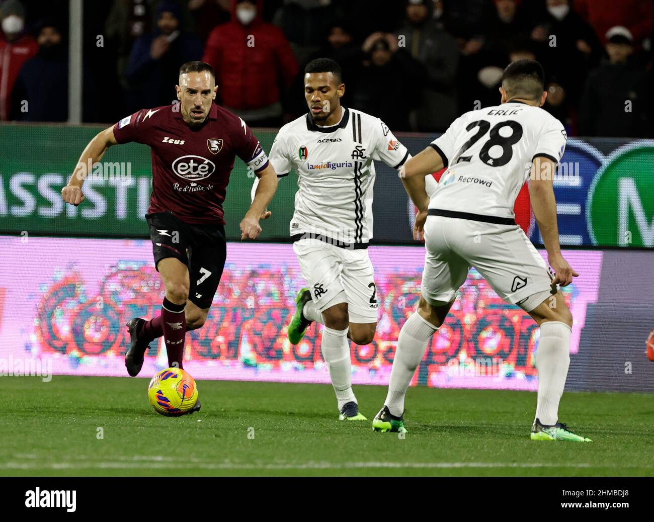 Salerno, Italia. 7th Feb 2022. Frank Ribery di Salernitana durante la serie Una partita di calcio tra Salernitana - Spezia allo Stadio Arechi di Salerno Italia 07 Febbraio 2022 (Credit Image: © Agnfoto/Pacific Press via ZUMA Press Wire) Foto Stock