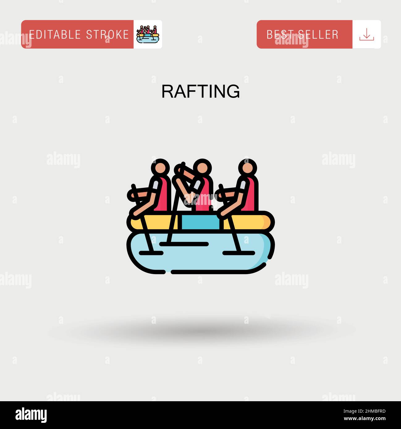 Rafting semplice icona vettoriale. Illustrazione Vettoriale