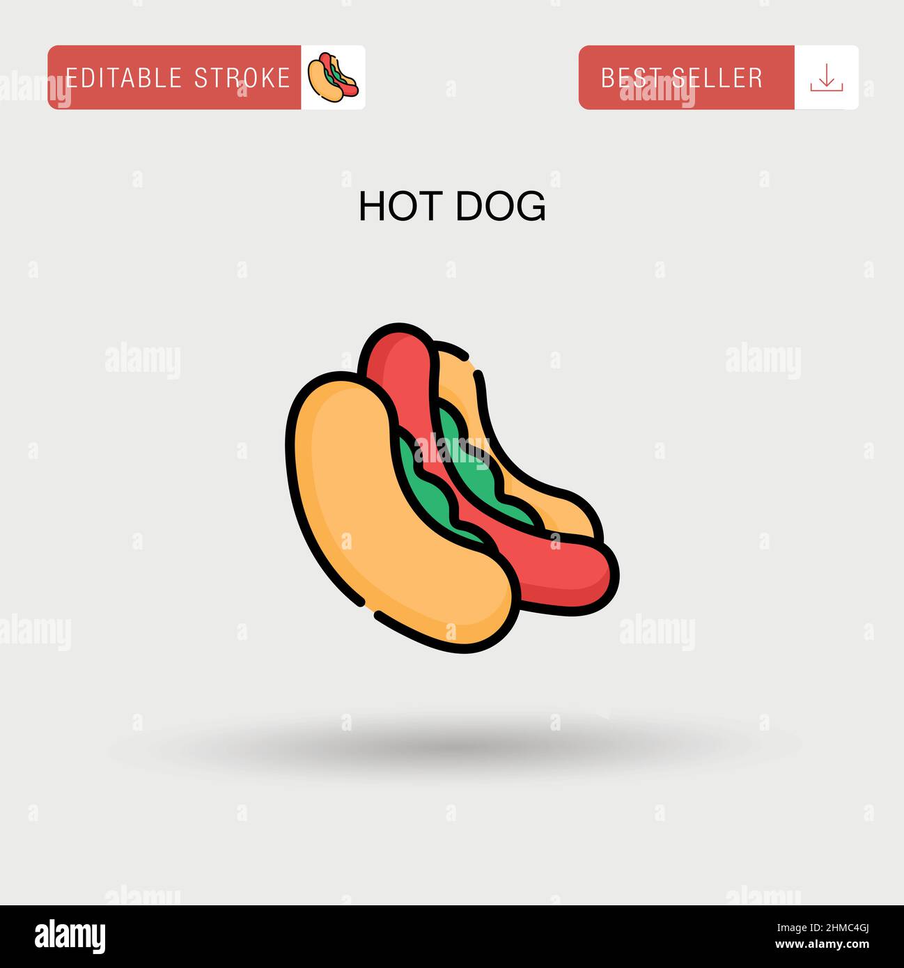 Hot dog semplice icona vettoriale. Illustrazione Vettoriale