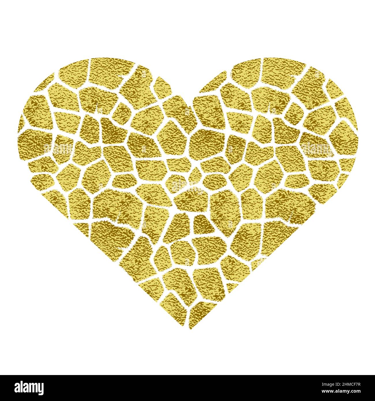 Cuore con stampa animale. Vettore metallico in oro Illustrazione Vettoriale