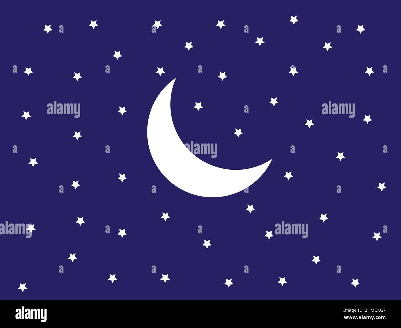 Luna con stella in cielo sfondo Illustrazione Vettoriale